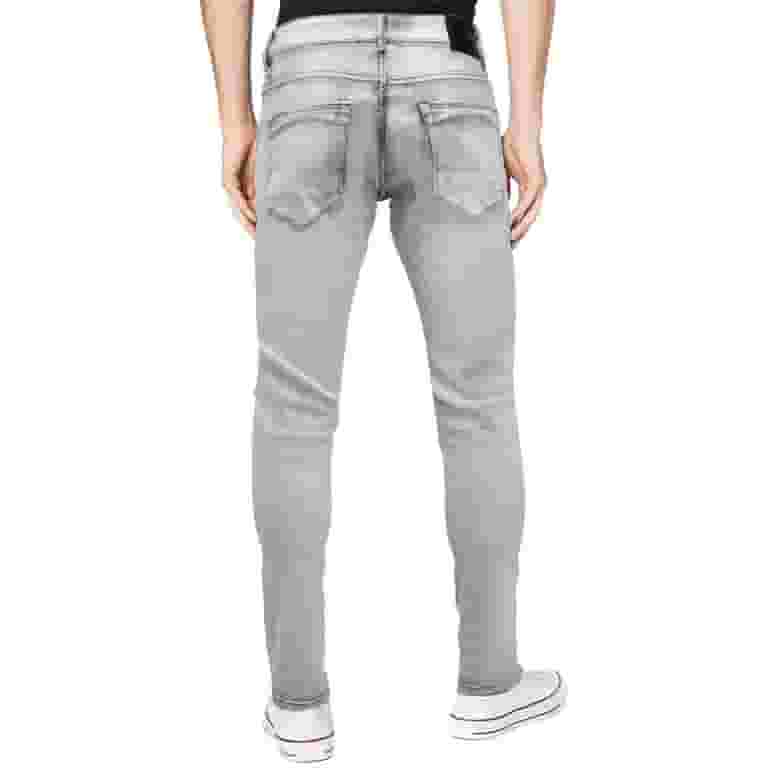 【SCENERITY】Linen Raw Denim Pants RAW X Mens RawX Rip Repair Stretch Jeans, Lt Grey, 38X32