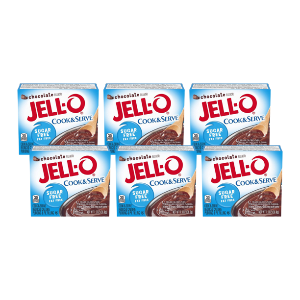 JellO Cook & Serve Sugar Free Pudding and Pie Filling, Chocolate, 1.3