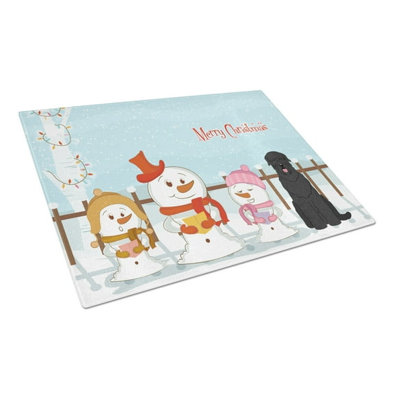 Caroline's Treasures Merry Christmas Carolers Black Russian Terrier Glass Cutting Board Large