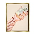 thumbnail image 3 of Stupell Industries Chic Red Nail Polish Holding Perfume Bottle Metallic Gold Framed Floating Canvas Wall Art, 24x30, by Ziwei Li, 3 of 5