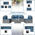thumbnail image 5 of Walsunny 5 Pieces Patio Furniture Sets, Outdoor Wicker Rattan Patio Conversation Set with Cushions and Glass Table for Backyard, Garden,Pool, Silver Rattan Dark Blue Cushions, 5 of 7