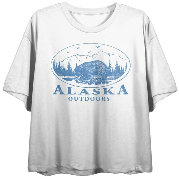 Vintage-Inspired Alaska Get Outdoors Women's White Cropped Tee-XL