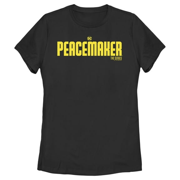 Women's Peacemaker Yellow Classic Logo Graphic Tee Black Medium