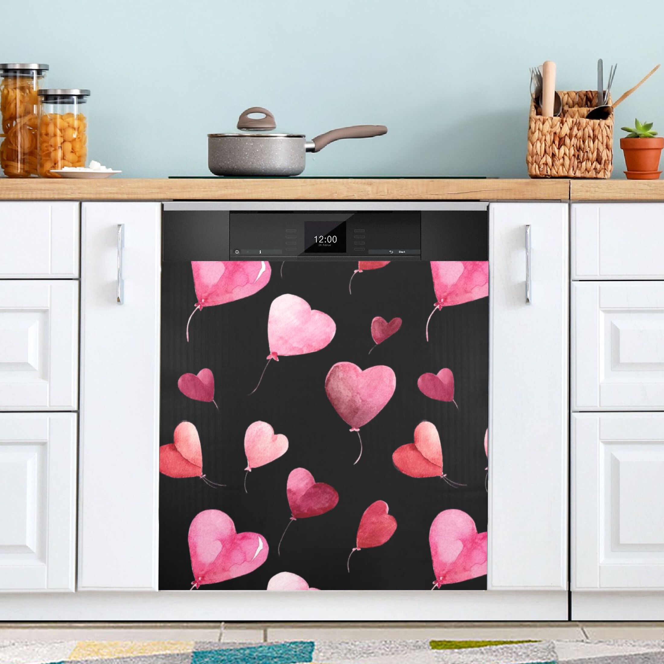 IAUYY Magnetic decorative sticker - 23x26 Inch PVC Refrigerator Decorative Cover, Removable DIY Art for Kitchen Appliances Heart Shaped Balloon