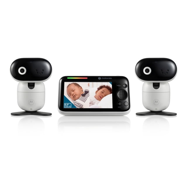 Motorola Baby PIP1610 HD - Monitor de bebé con video motorizado de 5" con 2 cámaras Montaje en pared Alcance de 1000 pies Audio bidireccional Monitoreo de temperatura ambiente - Conexión privada (sin