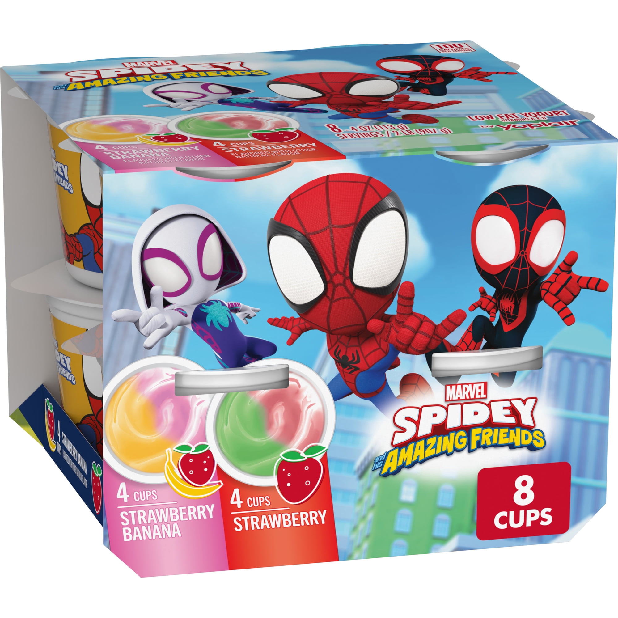 Yoplait Low Fat Yogurt Variety Pack, Marvel Spidey and His Amazing Friends, 8 Count, 32 oz