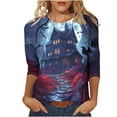thumbnail image 2 of Yourumao Halloween Plus Size Tops for Women Spooky Season 3/4 Sleeve Top Crewneck Graphic Halloween Party Outfits, 2 of 5