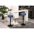 thumbnail image 4 of Blue Linen Round Bar Stool Set, 360° Swivel and Hidden Storage Space / Ideal for Dining and Living Areas, 4 of 7