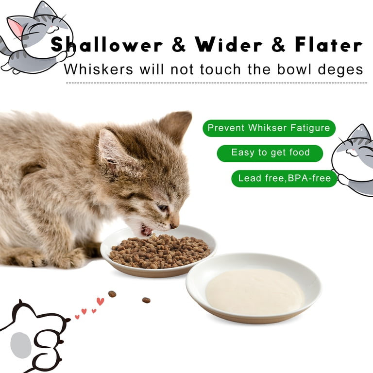 Wide Shallow Ceramic Cat Bowls With Silicone Base photo 3