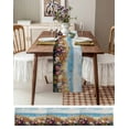 thumbnail image 3 of Wildflowers Table Runner 120 Inches, Oil Painted Floral Blue Coastal Sea Bed Runner Dresser Scarves Tabletop for Indoor Outdoor Parties/Ceremony/Banquet, 13"x 120", 3 of 8