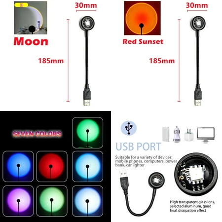 

WAGZOQN Led USB Sunset Lamp Projector Decor Night Light Portable Mood Light Living Room Wall Photography Neon Lights