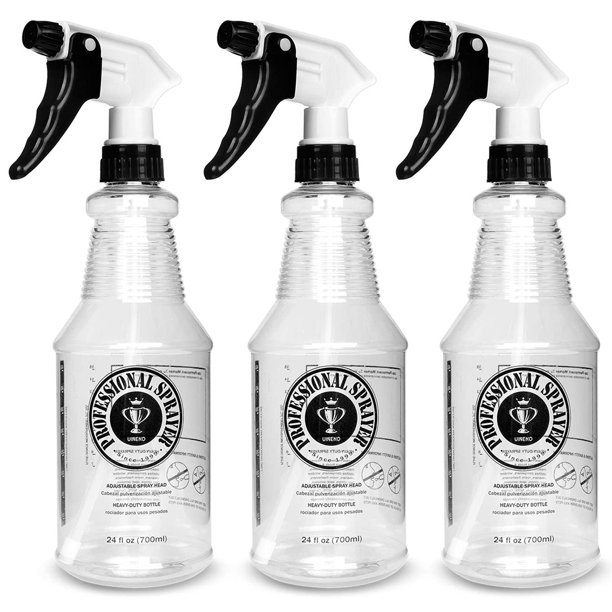 Botella pulverizadora Uineko Plastic 710 ml (paquete de 3) con boquilla ajustable