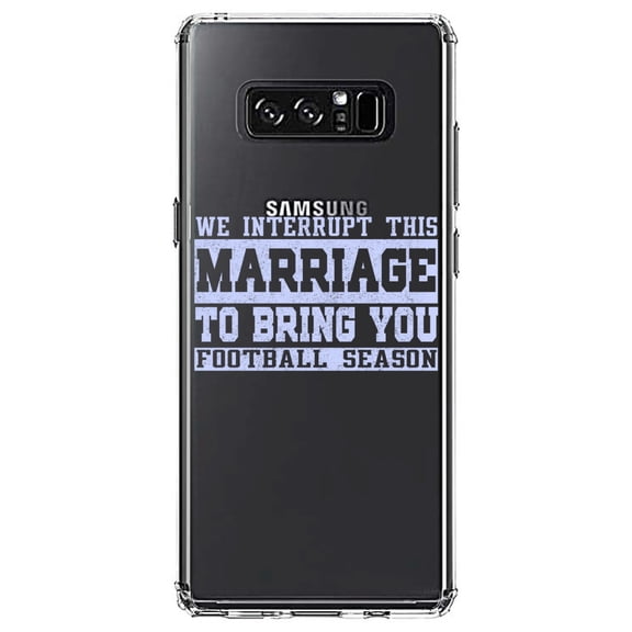DistinctInk Clear Shockproof Hybrid Case for Samsung Galaxy Note 8 - TPU Bumper Acrylic Back Tempered Glass Screen Protector - Interrupt This Marriage to Bring Football Season