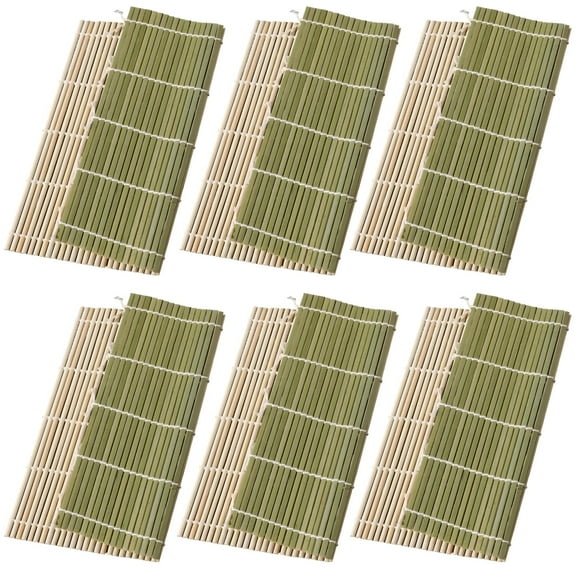 6 Pcs Bamboo Sushi Roller Mat - 9.4 x 9.4 Inch Sushi Making Mat, Natural Bamboo Non Stick Sushi Roller, Professional Sushi Making Tools for Home Cooking