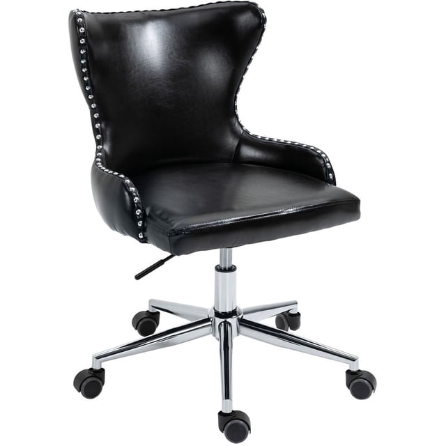 Meridian Furniture Chaise de Bureau Pivotante Réglable en Cuir Végétalien Noir