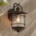 thumbnail image 6 of Franklin Iron Works Casa Miranda Rustic Industrial Outdoor Wall Light Fixtures Set of 2 Vintage Bronze 12" Clear Seedy Glass for Post Exterior, 6 of 7