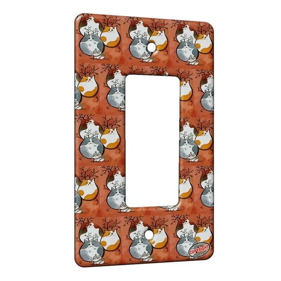KuzmarK™ 1 Gang Rocker Wall Plate - Reindeer Chunky Kitties and Mouse Christmas Cat Modern Art by Denise Every
