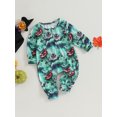 thumbnail image 3 of Liacowi Baby Girls Boys Footies Rompers Halloween Clothes Pumpkin Skull Print Crew Neck Zip Long Sleeve Toddler Fall Bodysuits, 3 of 9