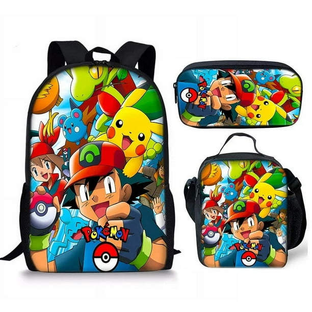 MINISO Pokemon Pikachu Anime 3Pcs/Set Backpack Student School Shoulder Bag Kids Cute Travel Backpack Children Birthday Gift