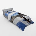 thumbnail image 3 of Ambesonne Winter Bedding Set 4 Pcs, Log Cabins in Mountains, Queen, Blue Brown White, 3 of 3