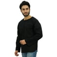 thumbnail image 2 of Atasi Men's Round Neck Short Kurta Cotton Roll-Over Sleeves Black Ethnic Shirt-Small, 2 of 8