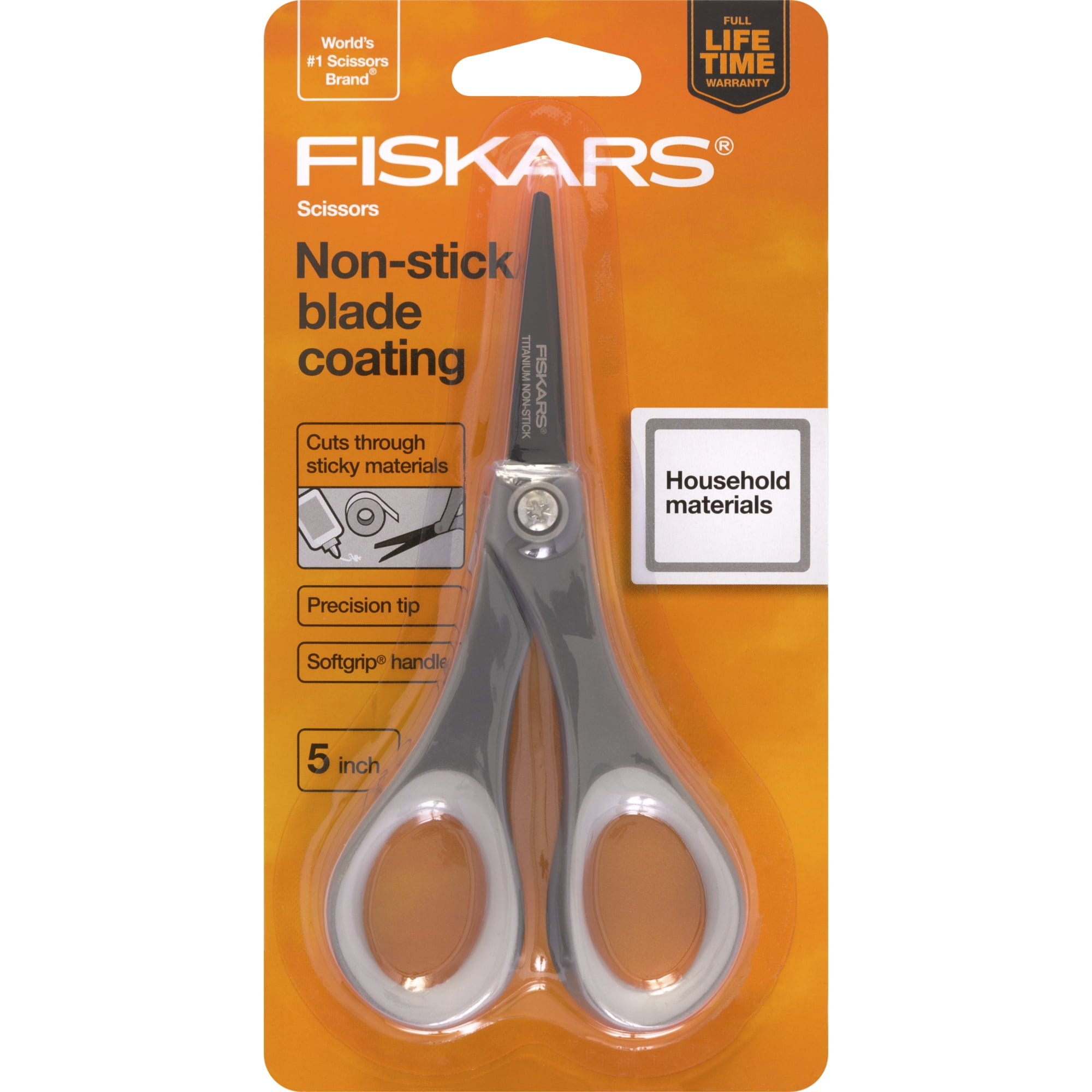 Fiskars Titanium Soft Grip Scissors, Titanium Nitride, Gray, 2/Pack