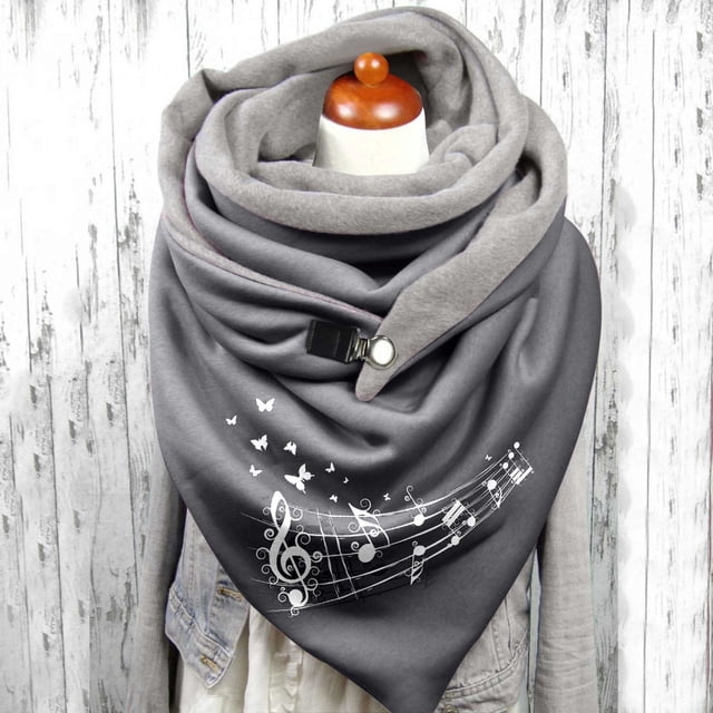 Ladies Autumn And Winter Fleece Warm Print Double Stitching Triangle Buckle Scarf Scarf Neckerchief winter gloves Multicolor