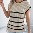 thumbnail image 7 of Women's Short Sleeve Sweater Summer Casual Striped Knit Crew Neck Cap Sleeve Shirts Trendy Tops Basic Blouses (XL, Khaki), 7 of 7