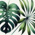 thumbnail image 6 of PIKWEEK with Elastic Edge Green Tropical Leaves Monstera Palm Leaf Botanical Plant Spring Summer Round Tablecloth White, 6 of 8