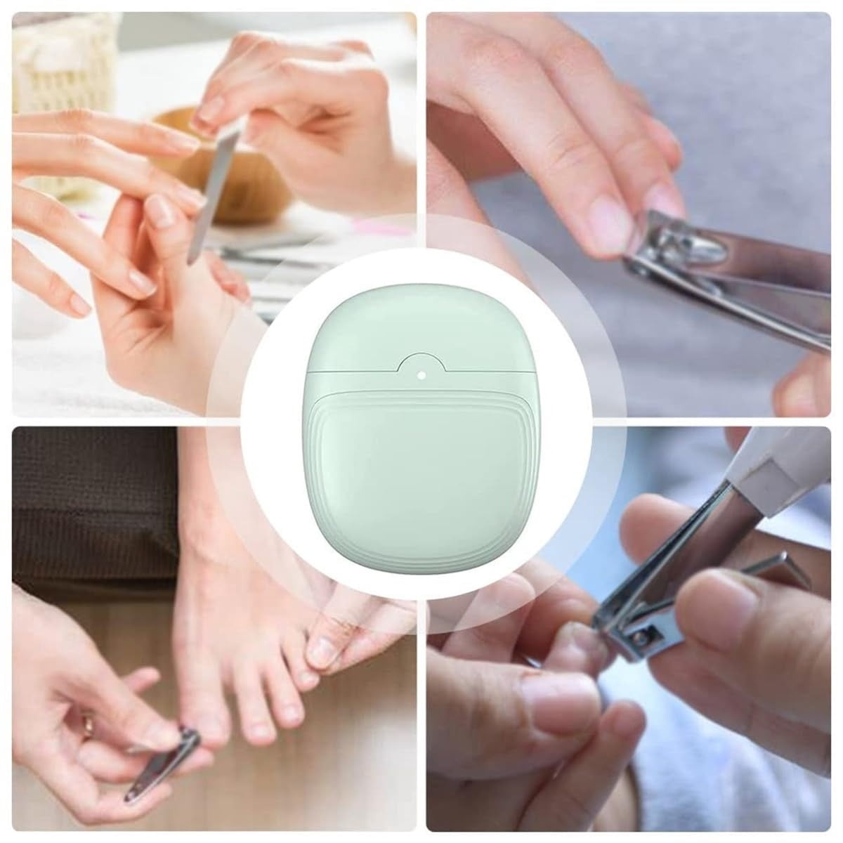 Automatic Nail Clipper Electric Nail Clippers with Light Rechargeable Fingernail Trimmer with Nail Scraps Storage Electric Nail Cutter Scissors for Infant, Children, Adults and Elderly