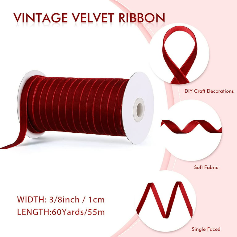 Velvet Ribbon 1 1/2 Inch x 10 Yard Single Face Spool Silky for DIY Crafts  Pink