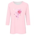thumbnail image 4 of Jsaierl Women's Breast Cancer Shirts Pink Ribbon Graphic Tees Trendy 3/4 Sleeve Tops Dressy Casual Tunic Blouses Hope and Support T Shirts, 4 of 4