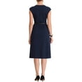 thumbnail image 3 of INSPIRE CHIC Women's Elegant Dress Cap Sleeve Belted Wear-to-Work Sheath Dresses XS Dark Blue, 3 of 6