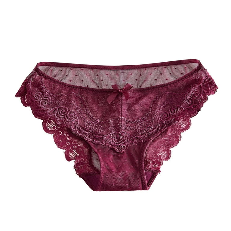 HUPOM Seamless Panties For Women Womens Underwear Briefs Leisure Tie  Seamless Waistband Red L