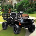 thumbnail image 2 of YOFE Black 12 V Tractor Truck Powered Ride-On with Trailer, 2 of 12