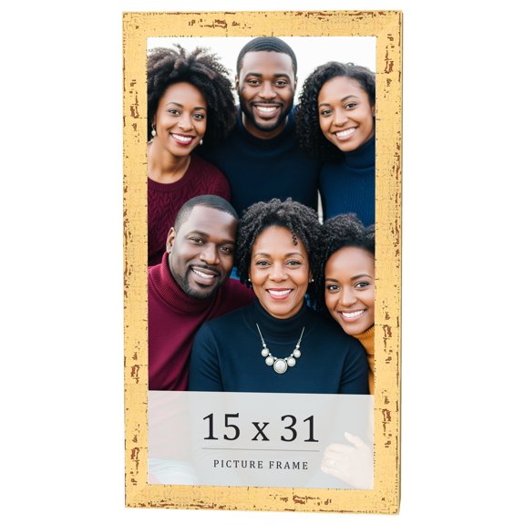 15x31 Frame Yellow Real Wood Picture Frame Width 1.25 inches | Interior Frame Depth 0.5 inches |