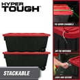 thumbnail image 4 of Hyper Tough 50 Gallon Extra Large Storage Bin with Snap Lid and Wheels, Black and Red, Heavy Duty Plastic Storage Container, 4 of 11