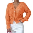 thumbnail image 1 of Cárdigan de Punto Grueso con Lazo para Mujer, Abierto Al Frente, , de Larga, con Botones, para Invierno. Naranja L, 1 of 10