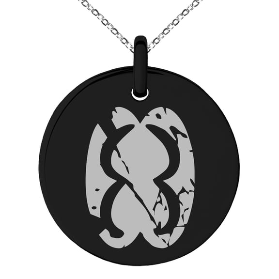 Stainless Steel Ancient Tribal Unity Rune Engraved Small Medallion Circle Charm Pendant Necklace
