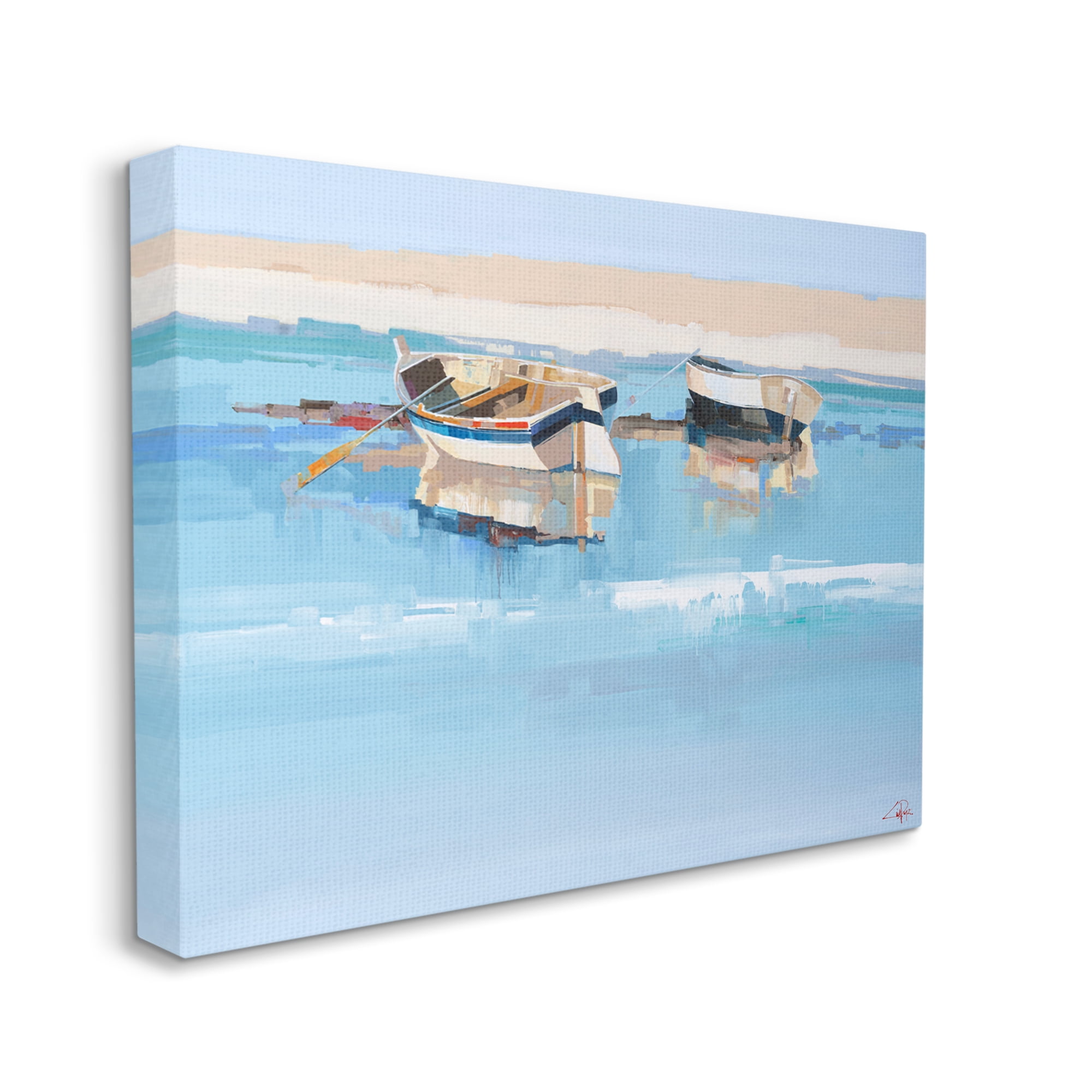 Stupell Industries Boats on Shore Painting Transportation Painting Gallery Wrapped Canvas Art Print Wall Art, 30 x 24