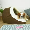 thumbnail image 5 of SUSSEXHOME Pets 13.8 x 17.7 x 13.8 Inches Washable Dog Bed for Small Dogs - Cozy Pet Tent Design Plush Dog Cave Bed - Semi Covered Hooded Cat Bed - DARK BROWN, 5 of 7