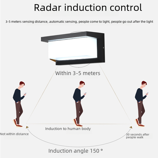 Lámpara de pared cuadrada impermeable para exteriores, moderna lámpara minimalista para villa, jardín, hotel, balcón, lámpara a prueba de humedad, lámpara de pared led para exteriores