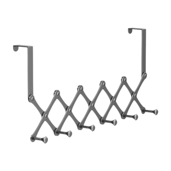 GROWTH TANK Expandable over The Door Hook Rack Organizer Heavy Duty for Bags Hats Towels 6 Hooks