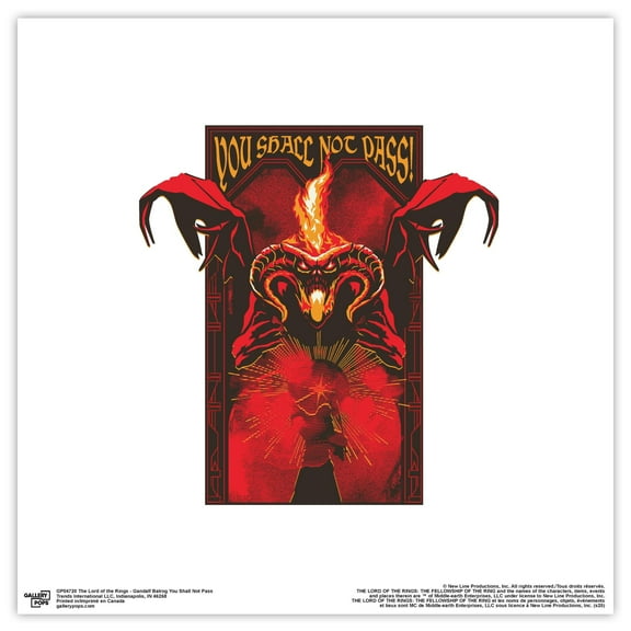 Gallery Pops The Lord of the Rings - Gandalf Balrog You Shall Not Pass Wall Art, Unframed Version, 12" x 12"
