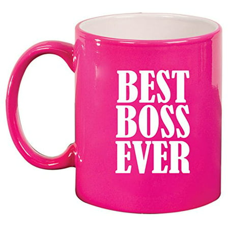 Ceramic Coffee Tea Mug Cup Best Boss Ever (Pink) (World's Best Boss Cup)