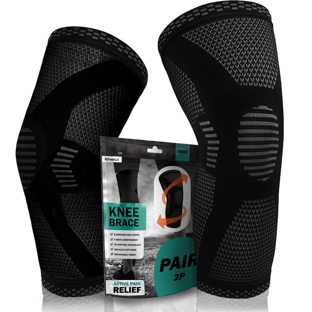 Rodillera de compresión POWERLIX negra para hombre y mujer