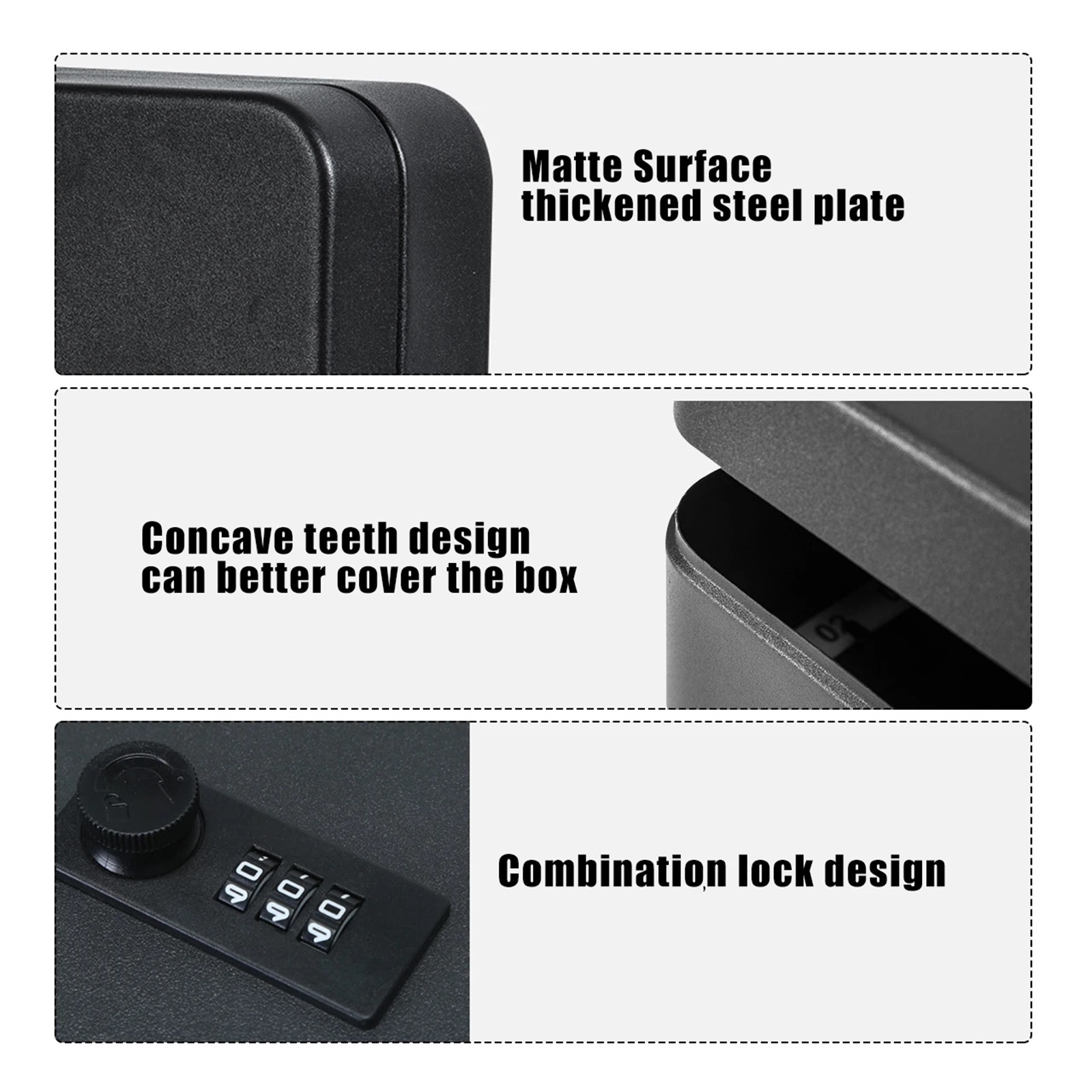 Storage Cabinet Car Home Security Lockable Key Safe Box Office Combination Lock Password Wall Mounted Resettable Code Metal ,Prevent Theft