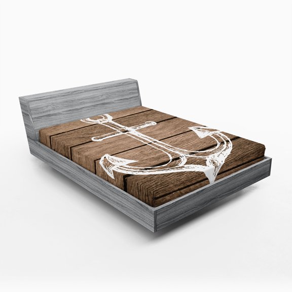 Ambesonne Brown and White Fitted Sheet, Rustic Planks, Queen Size, Taupe Coconut