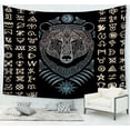 thumbnail image 3 of Tapiz vikingo de 95 x 73 cm, tapices de oso vikingo, decoración vikinga nórdica para hombres, tapiz de runas psicodélicas de meditación misteriosa, tapices para colgar en la pared para decoración, 3 of 3