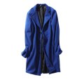 thumbnail image 2 of Black and Friday Deals 2024 PiGOGI Winter Coats for Men Men's Solid Medium Long Casual Coat Coat Long Sleeve Turndown Collar Breaste Pocket Trench Coat Blue, 2 of 4